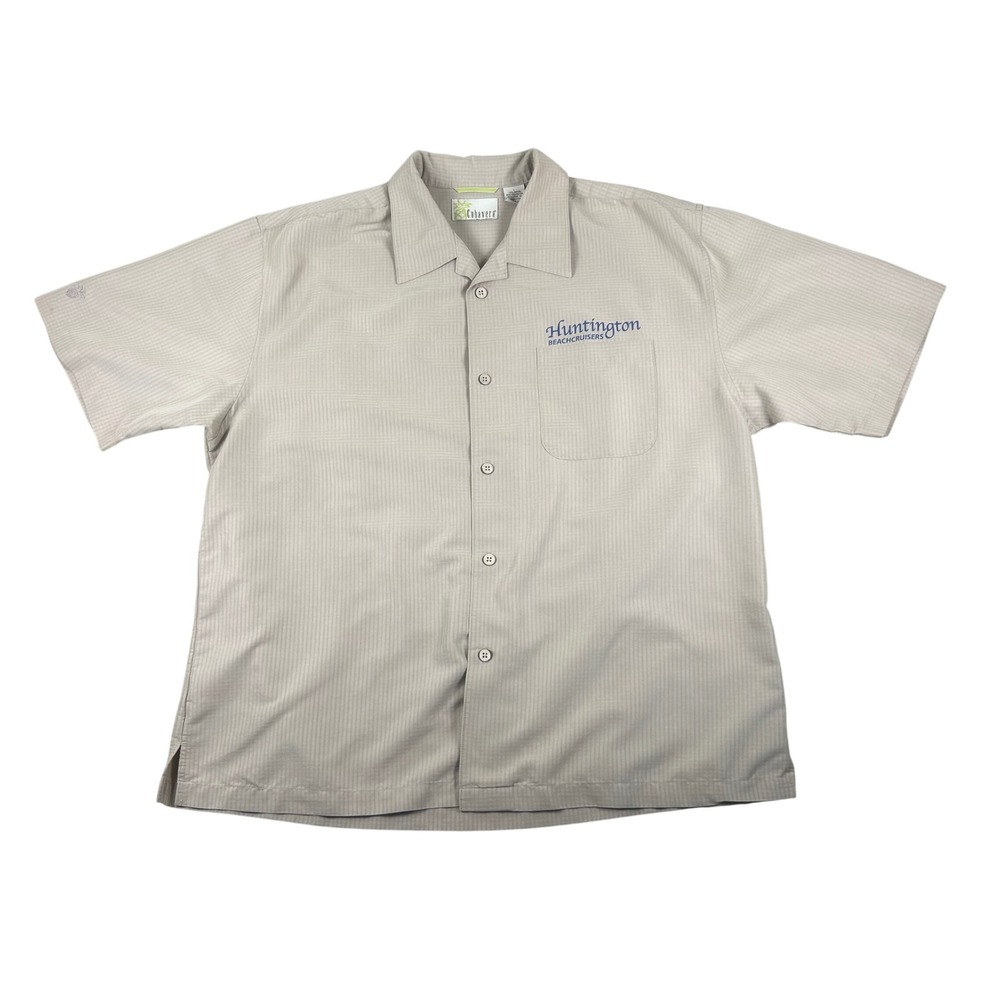 Cubavera Mens Large Tan Rayon Blend Huntington Beachcruisers‎ Graphic Camp Shirt - Picture 2 of 10